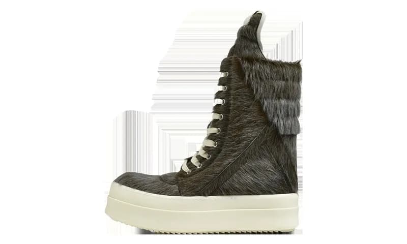 Rick Owens — Concordians Mega Geobasket "Unshaved Cow Leather Indigo Milk" RR02E1855 LHLC 1061 — Sneaker — resale