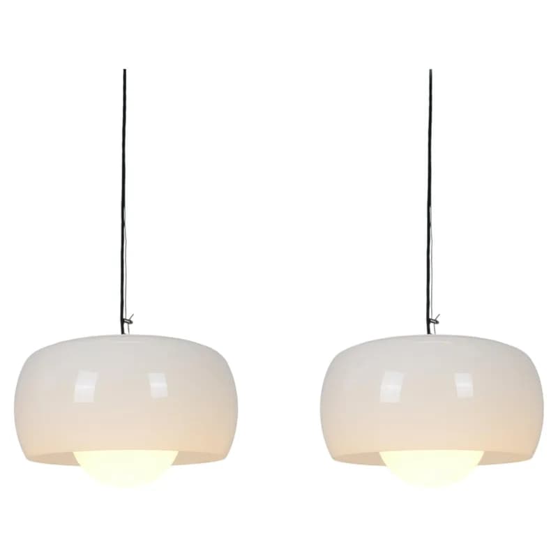 Omega — Vico Magistretti Omega Opal Glass Pendant Lamps, Italy, 1960 — Furniture — resale