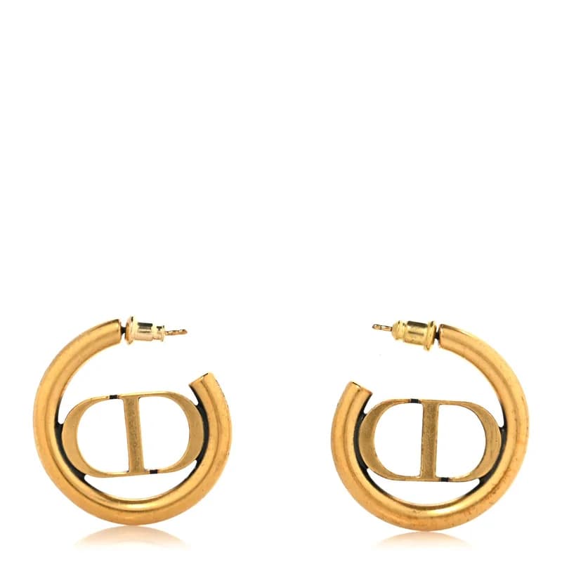 Christian Dior — Metal 30 Montaigne Hoop Earrings Aged Gold — Jewelry — resale