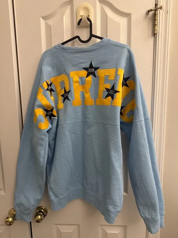 Supreme — Supreme SS20 Stars Crewneck in ice blue size L — streetwear — resale