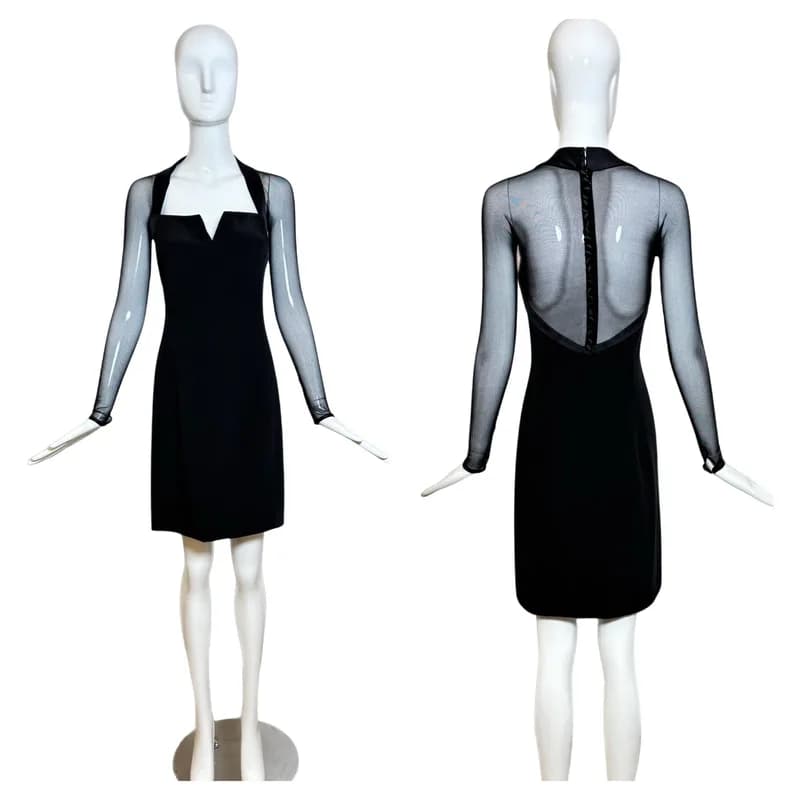 Vera Wang — Vera Wang 1995 Vintage Sheer Sleeve Silk Mini Dress — Designer Shoe — resale