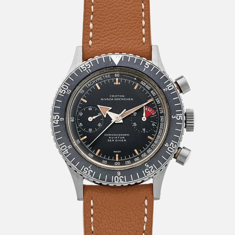 Croton — 1960s Croton Nivada Grenchen Chronograph Aviator Sea Diver Ref. 105-9989 — Watch — resale