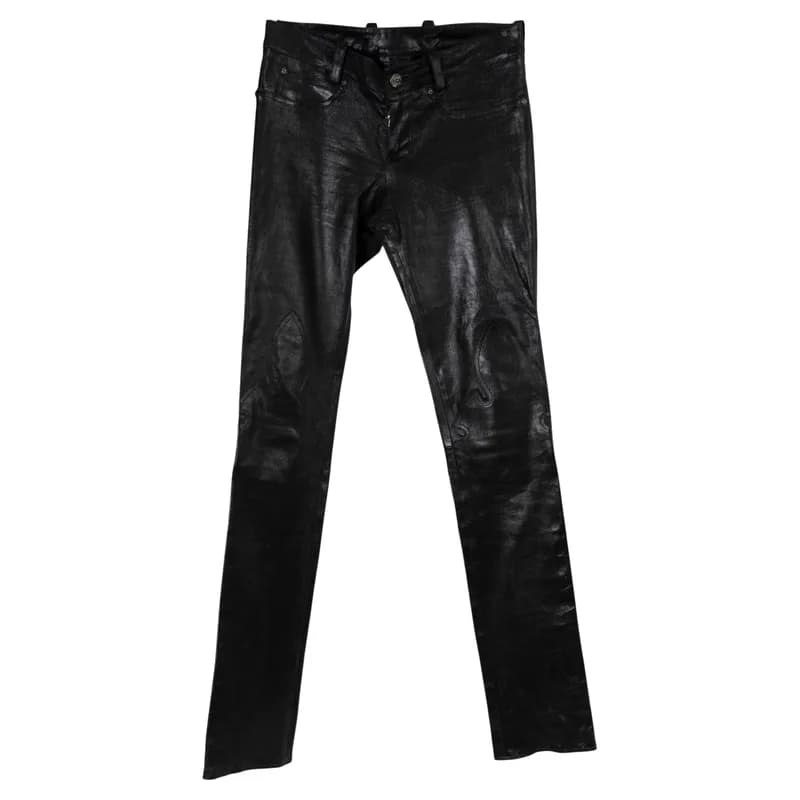 Chrome Hearts — Chrome Hearts Black Embroidered Stretch Leather Pants — Designer Shoe — resale