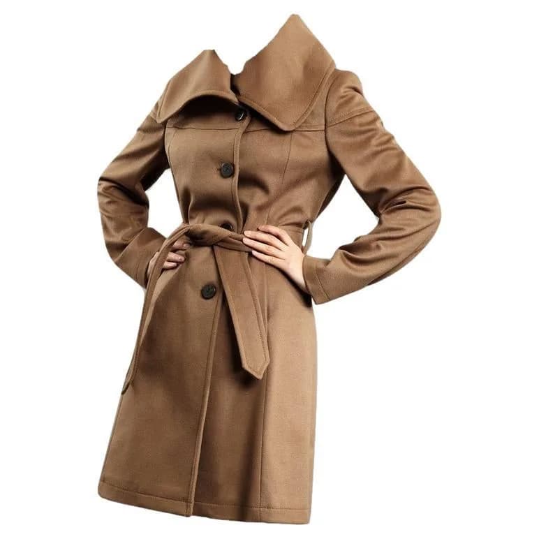 Kenneth Cole — New with Tags Kenneth Cole Camel Wool Trench Coat Jacket, Size 4 — Designer Shoe — resale