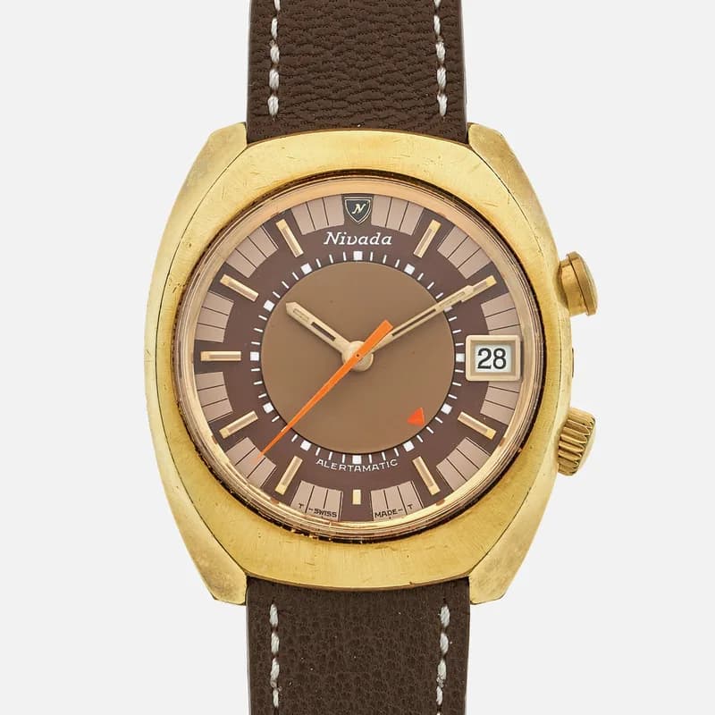 Nivada Grenchen — 1970s Nivada Alertamatic Ref. 9751 In Gold Plate — Watch — resale