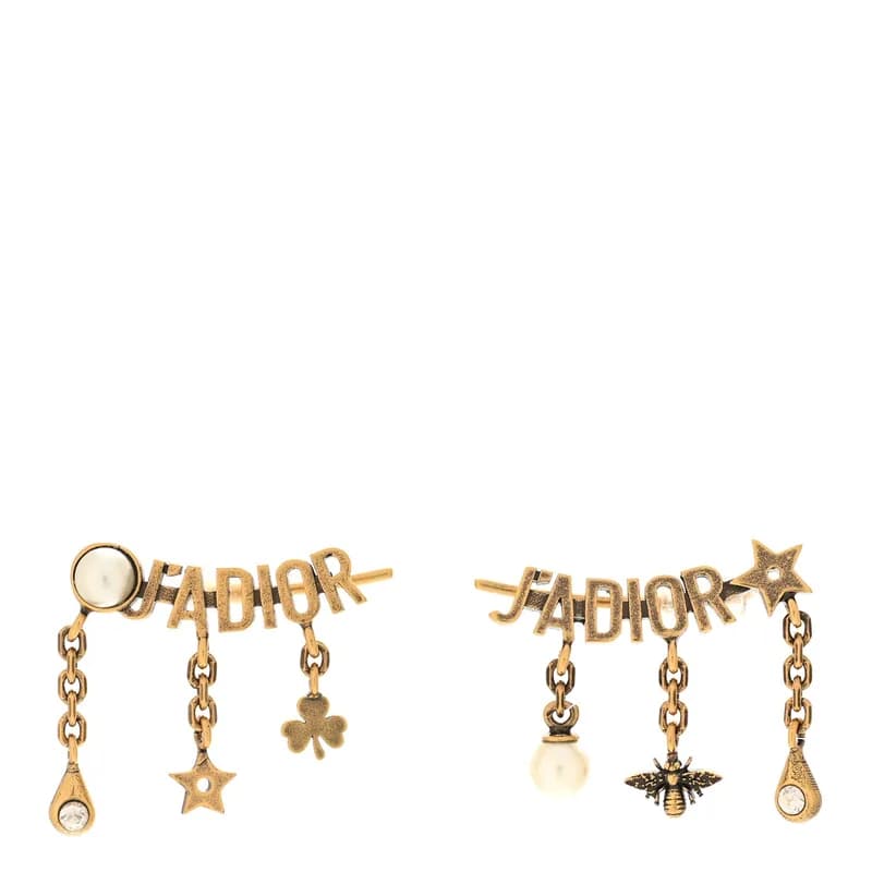 Christian Dior — Pearl Crystal J'Adior Earrings Aged Gold — Jewelry — resale