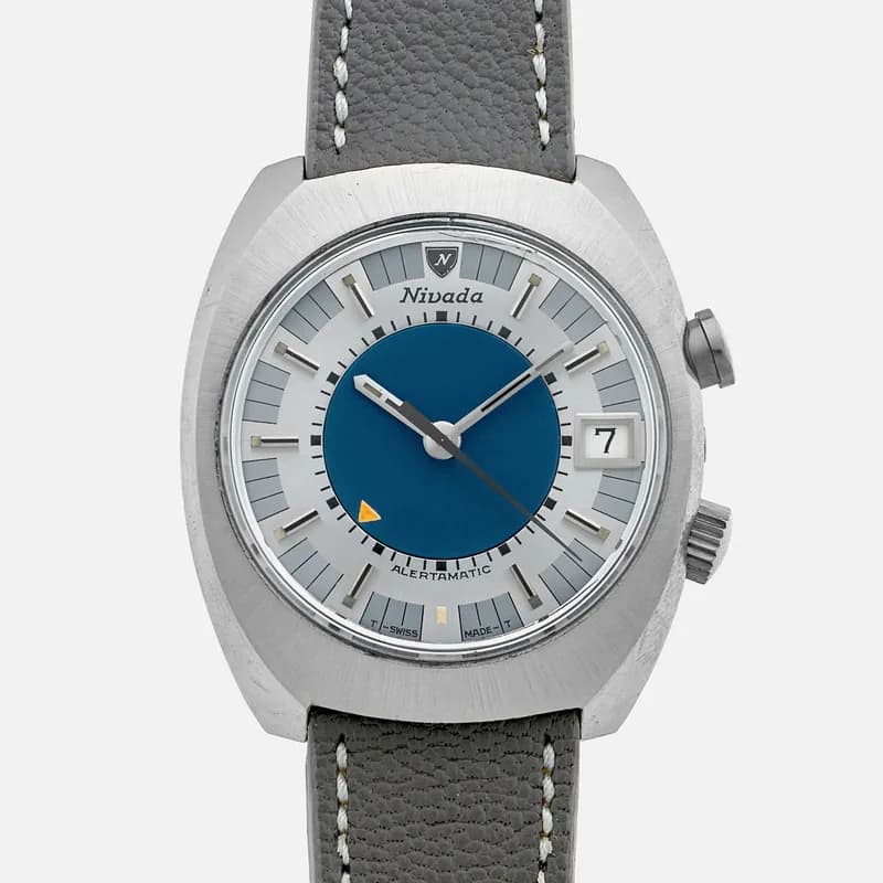 Nivada Grenchen — 1970s Nivada Alertamatic Ref. 9751 In Stainless Steel — Watch — resale