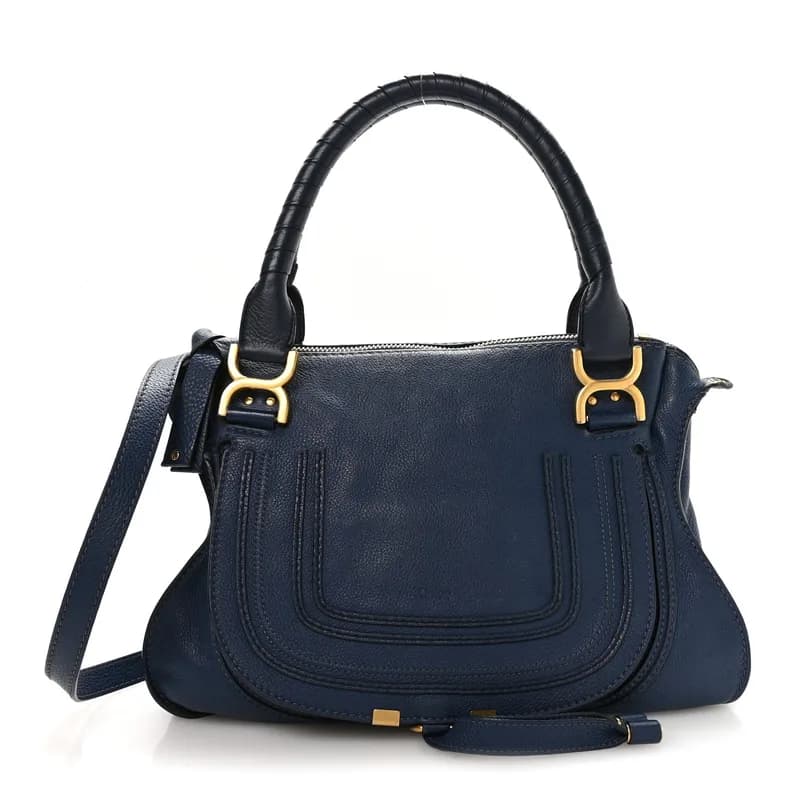 Chloé — Calfskin Medium Marcie Satchel Royal Navy — Handbag — resale