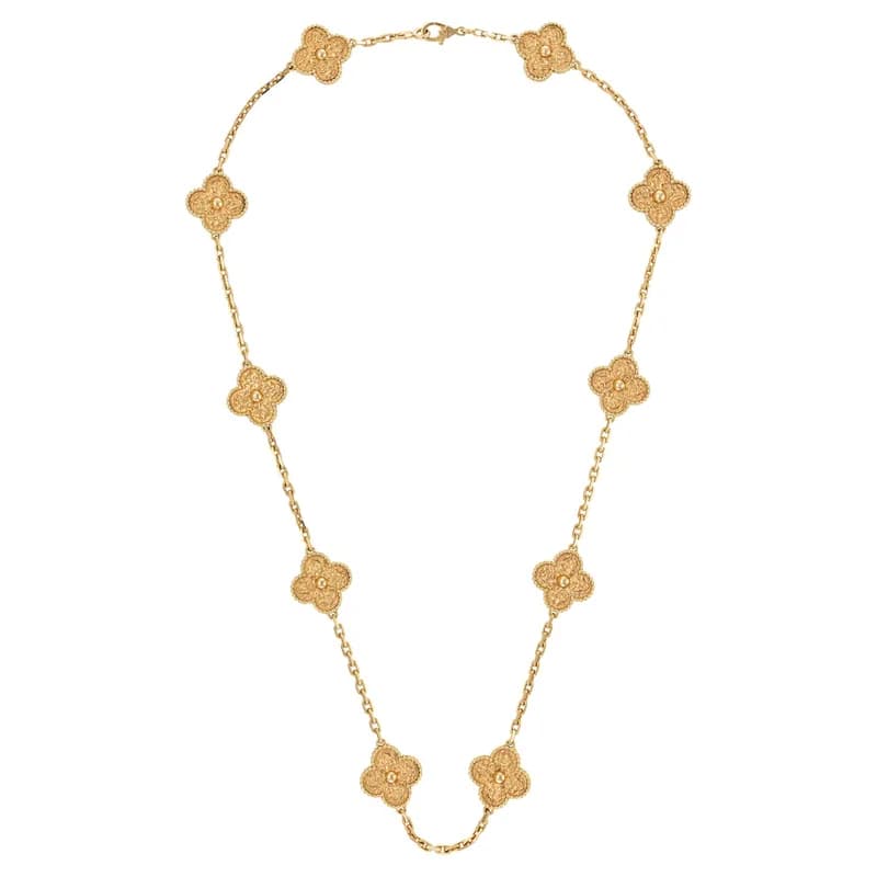 Van Cleef & Arpels — Van Cleef & Arpels Alhambra 18kt Gold Ten Motif Necklace — Jewelry — resale