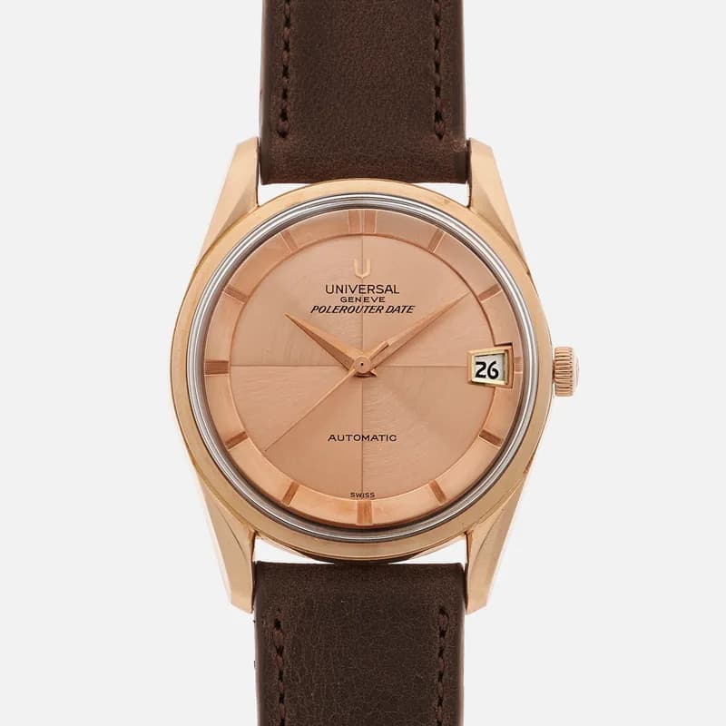 Universal Genève — 1960s Universal Genève Polerouter Date Ref. 104601-1 In 18k Pink Gold — Watch — resale