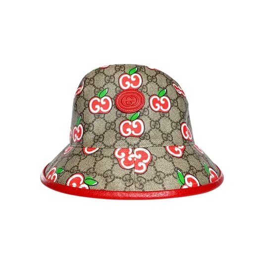 Gucci — Gucci Red Apples Monogram Bucket Hat — Accessory — resale