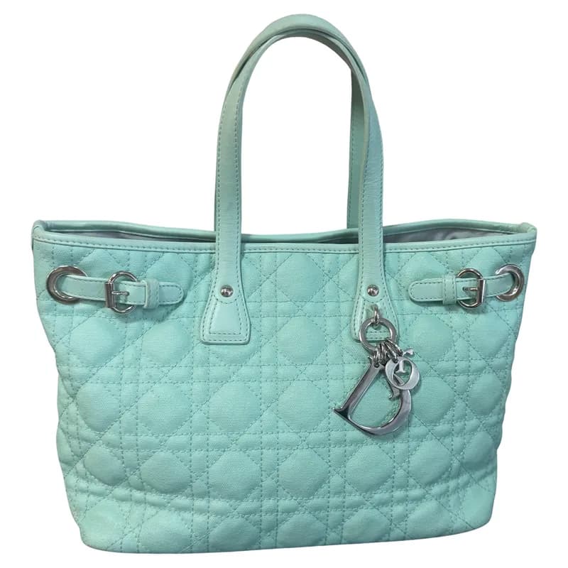 Christian Dior — Borsa Christian Dior in Canvas Trapuntato Verde Acqua con Charms Dior — Designer Shoe — resale