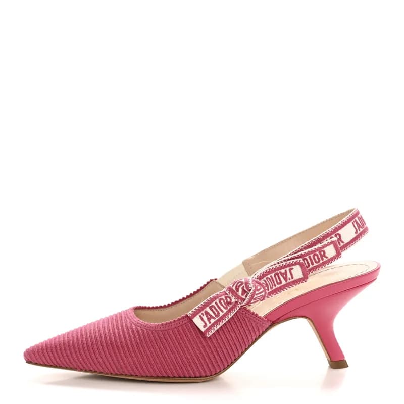 Christian Dior — Technical Canvas Ribbon J Adior Slingback 65mm Pumps 37.5 Dusty Pink — Designer Shoe — resale
