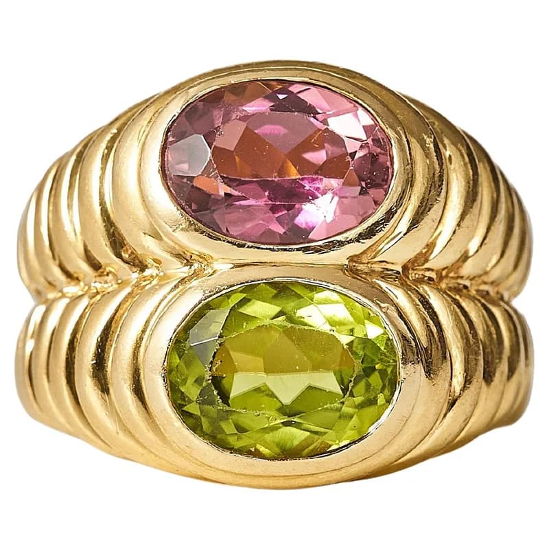 Bulgari — Bulgari Doppio Ring with Tourmaline and Peridot, c. 1980 — Jewelry — resale