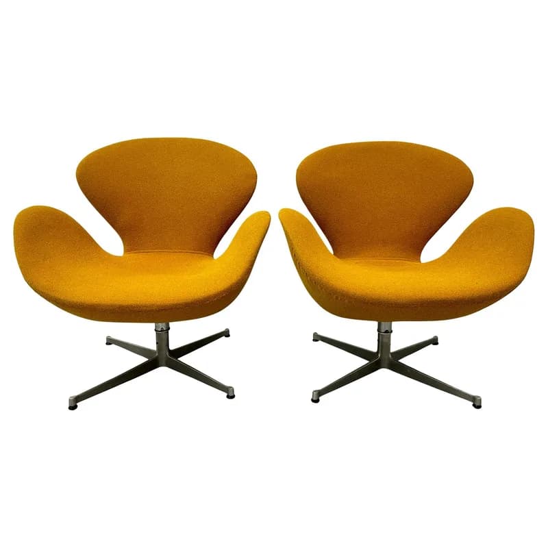 Fritz Hansen — Early Pair of Arne Jacobsen Swan Chairs — Furniture — resale
