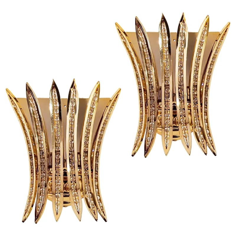 Baccarat Style Hollywood Regency Cut Crystals Sconces, France, 1960s