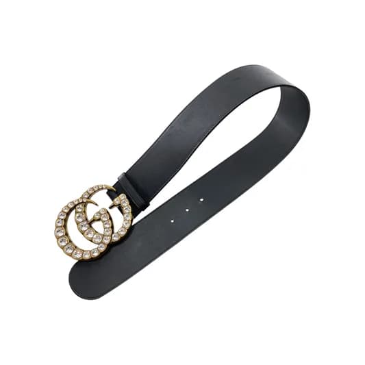 Gucci — Gucci Extra Wide Black Crystal GG Marmont Belt — Accessory — resale