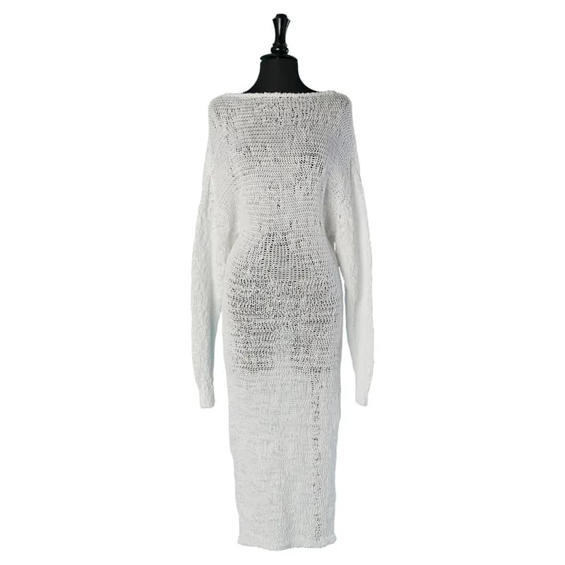 Alexandre Vauthier — See-Through Cotton Knit Backless Dress — Designer Shoe — resale
