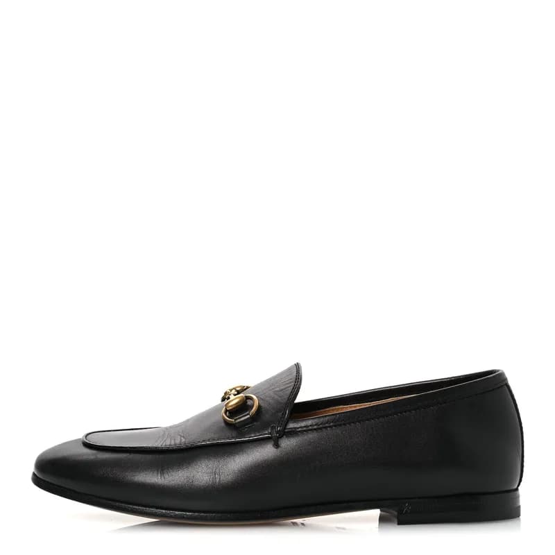 Gucci — Calfskin Womens Jordaan Loafers 35.5 Black — Designer Shoe — resale