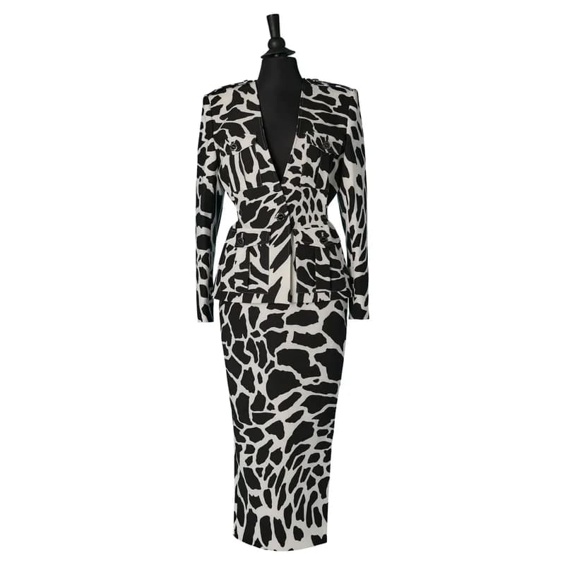 Alexandre Vauthier — Black and White Skirt Suit with Animal Pattern Alexandre Vauthier — Designer Shoe — resale