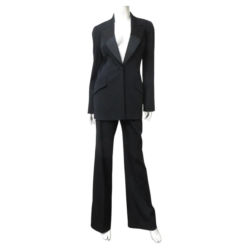 Celine — Celine Subtle Silk Tuxedo Suit, 1990s — Designer Shoe — resale