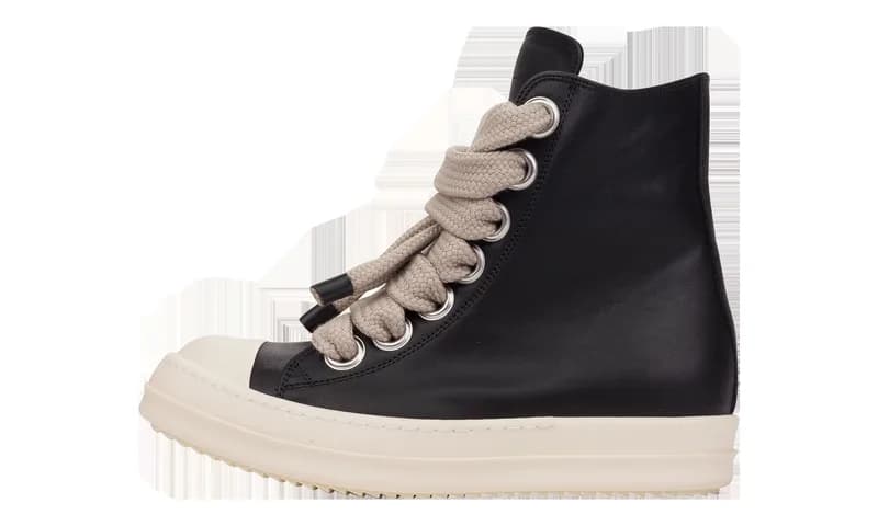 Rick Owens — Leather Jumbolace Sneaker "Black" RP02E4878L COW2 911 - Size 37.5 — Sneaker — resale
