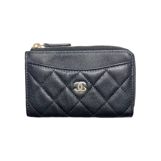Chanel — Chanel Black CC Zip Card Holder — Accessory — resale