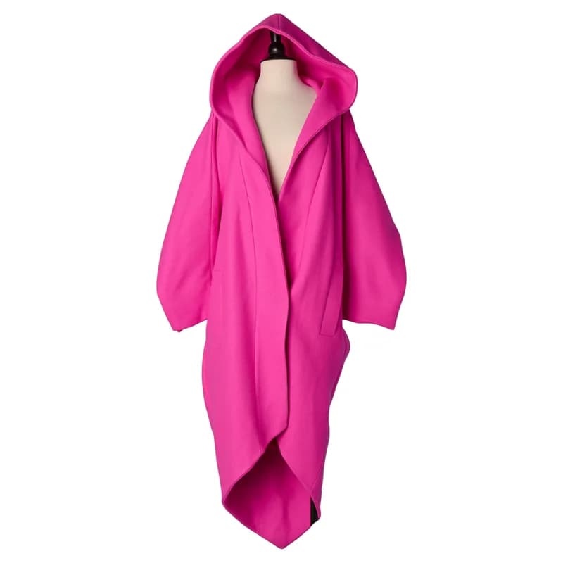 Alexandre Vauthier — Pink Wool Single Breasted Coat with Hood — Designer Shoe — resale