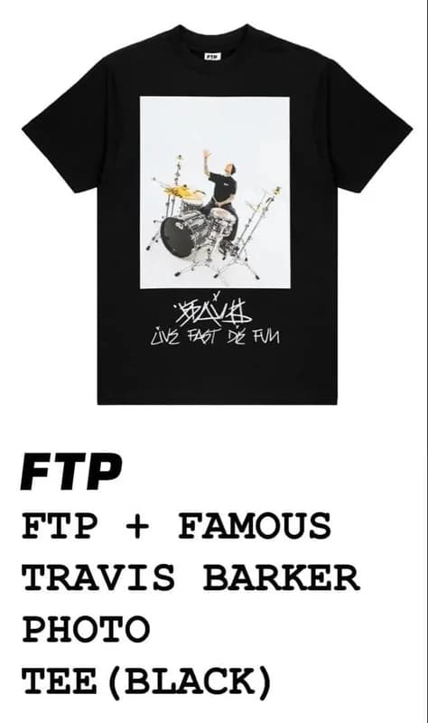 Supreme — FTP FAMOUS TRAVIS BARKER BLACK TEE T-SHIRT SUPREME CHROME XL — streetwear — resale