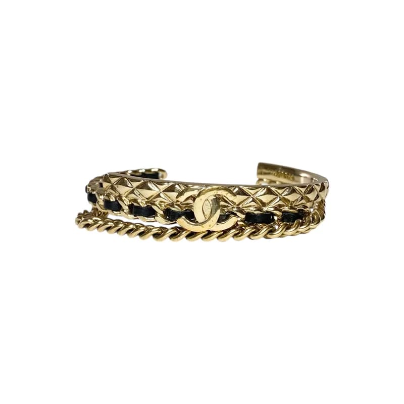 Chanel — Chanel Black Gold Woven Chain Cuff — Jewelry — resale