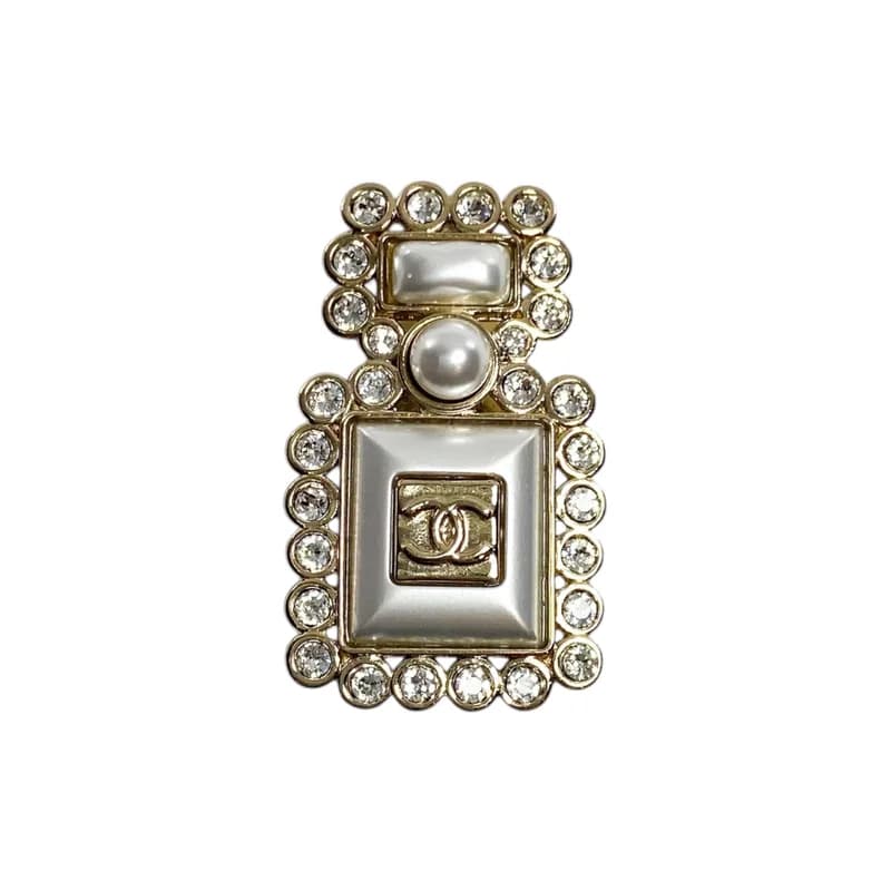 Chanel — Chanel Pearl Crystal Perfume Bottle Brooch — Jewelry — resale