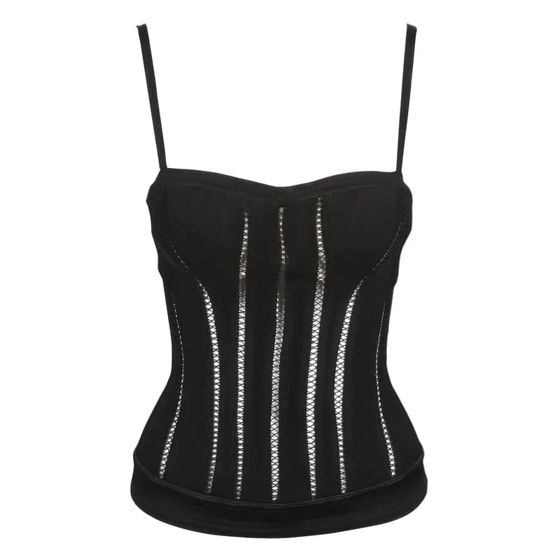 Azzedine Alaia — 1991 Azzedine Alaia Black Bustier Corset Runway Top — Designer Shoe — resale