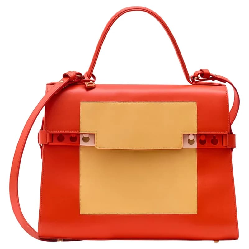 Delvaux — Delvaux Tempete MM Leather Top Handle Bag in Orange — Designer Shoe — resale
