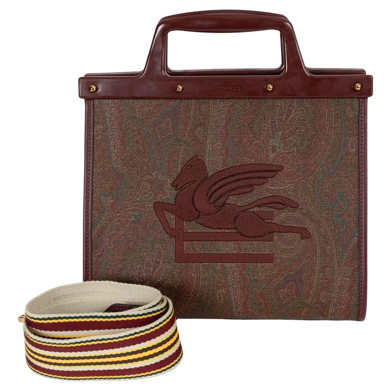 Etro — Etro Burgundy Paisley Canvas 2023 Love Trotter Medium Tote Bag — Designer Shoe — resale