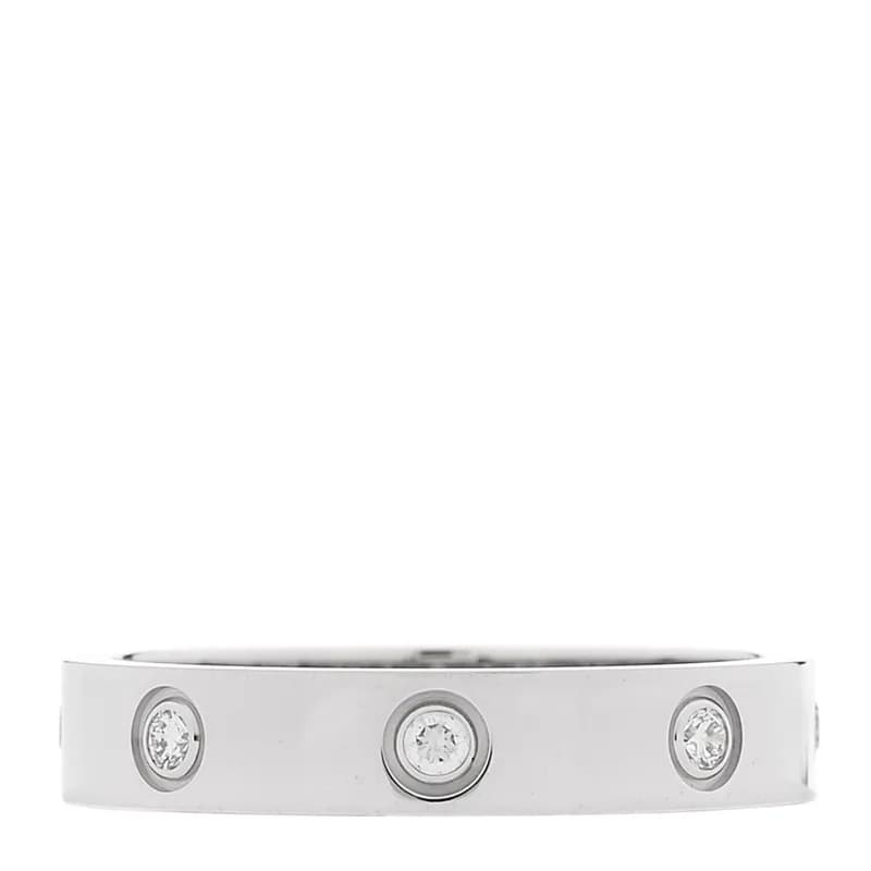 Cartier — 18K White Gold 8 Diamond 4mm Wedding Band LOVE Ring 57 8 — Jewelry — resale