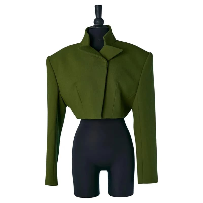 Alexandre Vauthier — Green Wool Crepe Bolero — Designer Shoe — resale