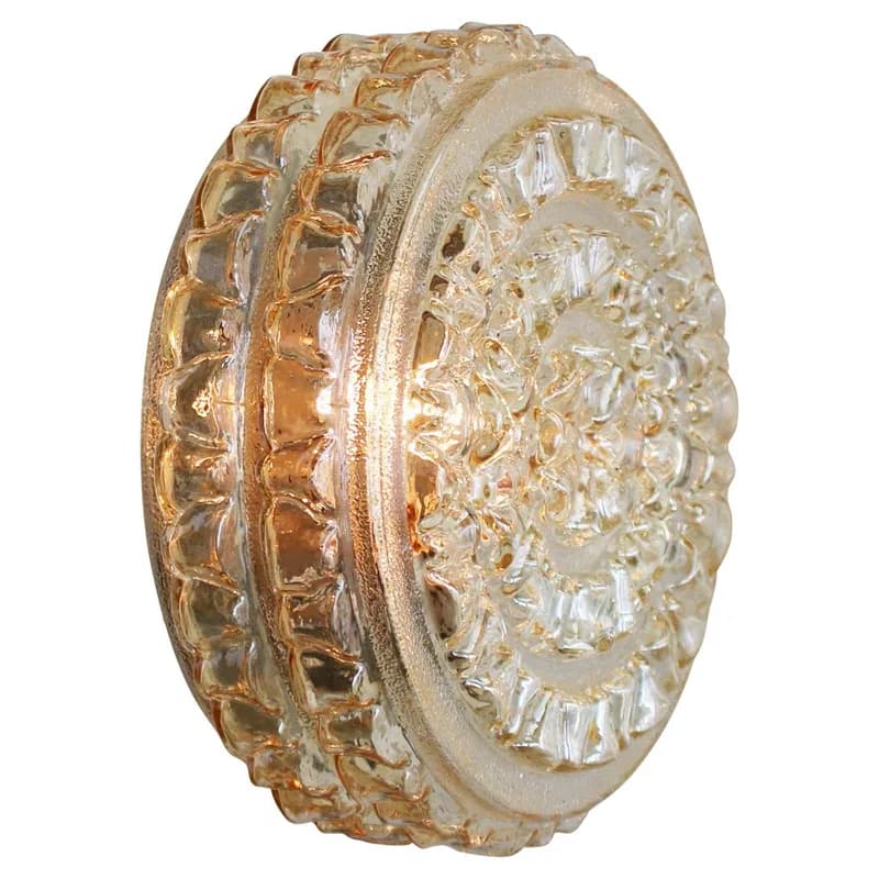 Mid-Century Light Amber Glass Sconces Flush Mounts — Furniture — resale