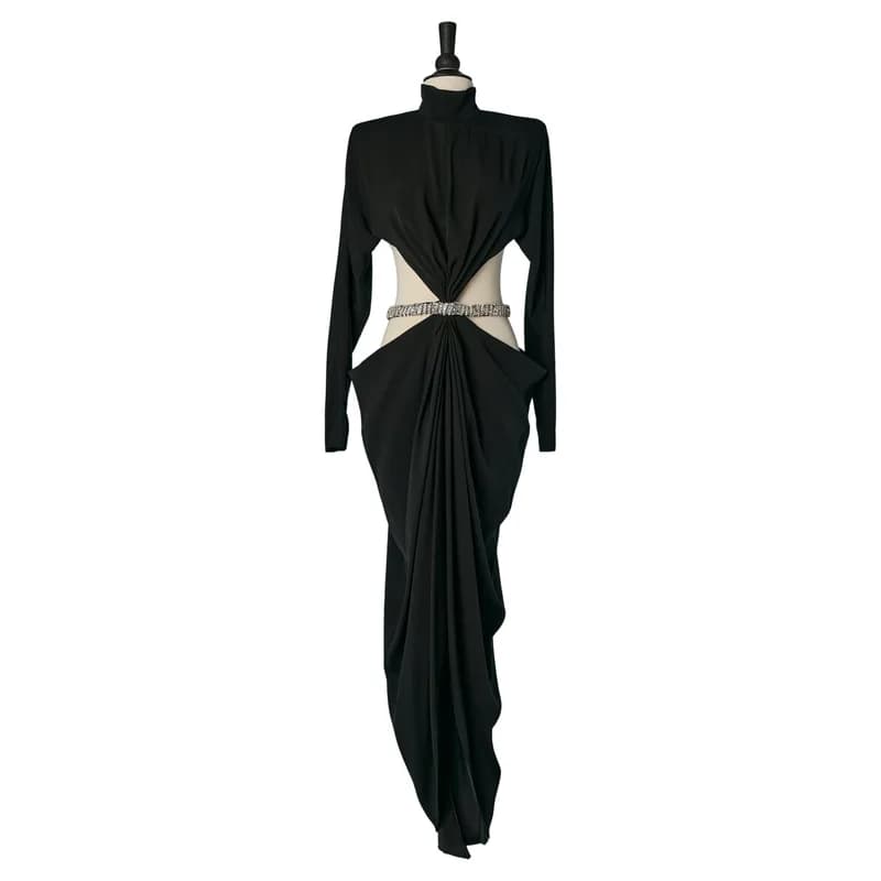 Alexandre Vauthier — Black Jersey Evening Dress with Rhinestone Alexandre Vauthier — Designer Shoe — resale
