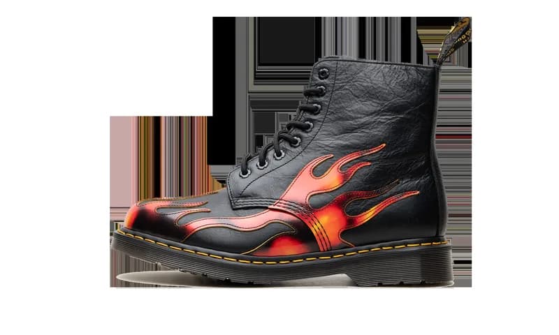 Dr Martens — 1460 Pascal Flame Arcadia Rub Off Leather Boots "Black / Red / Yellow" 41517001 — Sneaker — resale