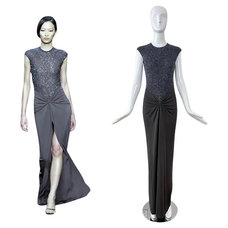 Randolph Duke — Randolph Duke 2000 Vintage Runway Beaded Evening Gown Maxi Dress Front Slit — Designer Shoe — resale