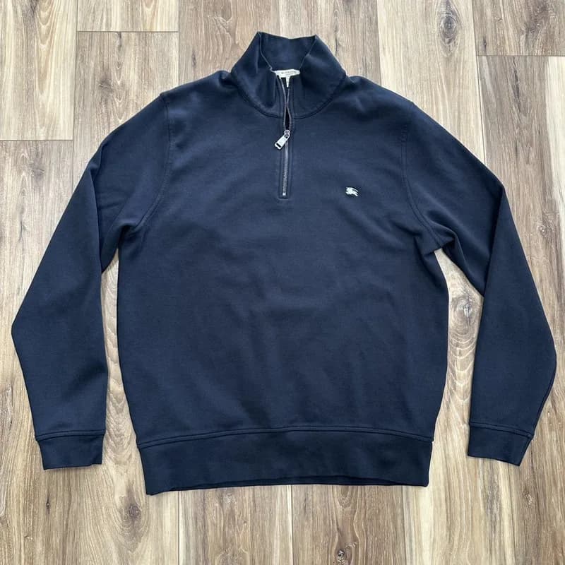 Burberry — Burberry 100% Cotton Quarter Zip Pullover, Black, Men’s XL — Designer Shoe — resale