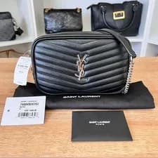 Saint Laurent — Saint Laurent (YSL) Matelasse Monogram Mini Lou Camera Bag Black/Silver Hardware — Handbag — resale