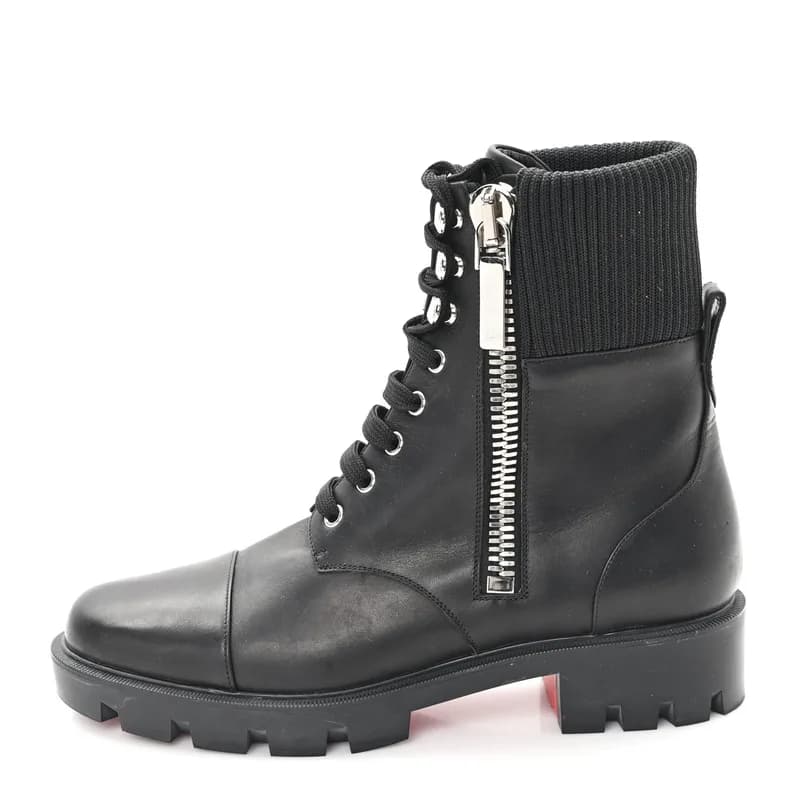 Christian Louboutin — Calfskin Knit Quilted En Hiver Boots 40 Black — Designer Shoe — resale