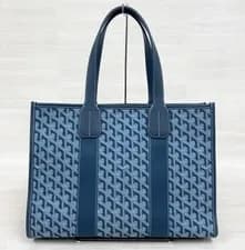 Goyard Villette Jacquard PM Tote Bag Ocean Blue Shoulder Purse Auth New proof