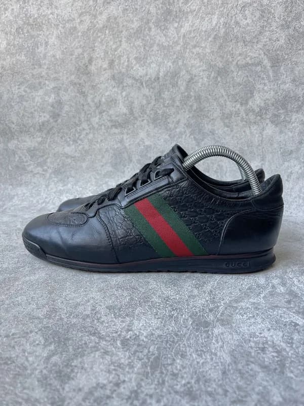 Gucci — Gucci Guccissima GG Leather Web Low Trainers Size 43 US 9.5 — Sneaker — resale