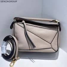 Loewe Puzzle Mini Top Handle Shoulder Crossbody Gray Gold Women Classic