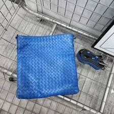 Bottega Veneta — Bottega Veneta Blue Woven Shoulder Crossbody For Women — Handbag — resale