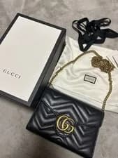 Gucci — Gucci GG Marmont Back Matelasse Hevron Leather Wallet on a Chain S08 — Handbag — resale