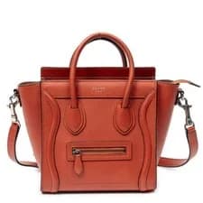 Celine — Celine Red Nano Luggage Shoulder bag Grained Calfskin Leather — Handbag — resale