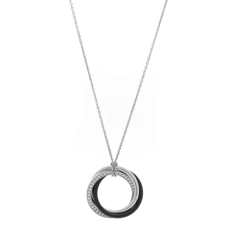 Cartier — 18K White Gold Black Ceramic Diamond Trinity Pendant Necklace — Jewelry — resale